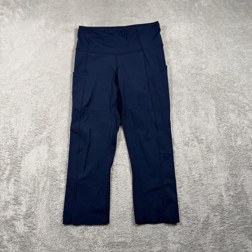 Lululemon Fast Free Crop II Leggings Womens 4 Blue High Rise 19" Yoga Athleisure